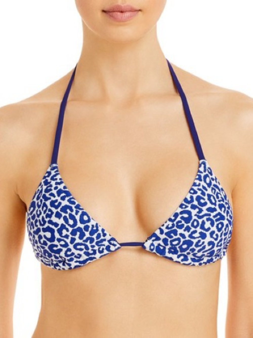 Lemlem Blue Leopard-Print Triangle Bikini Top